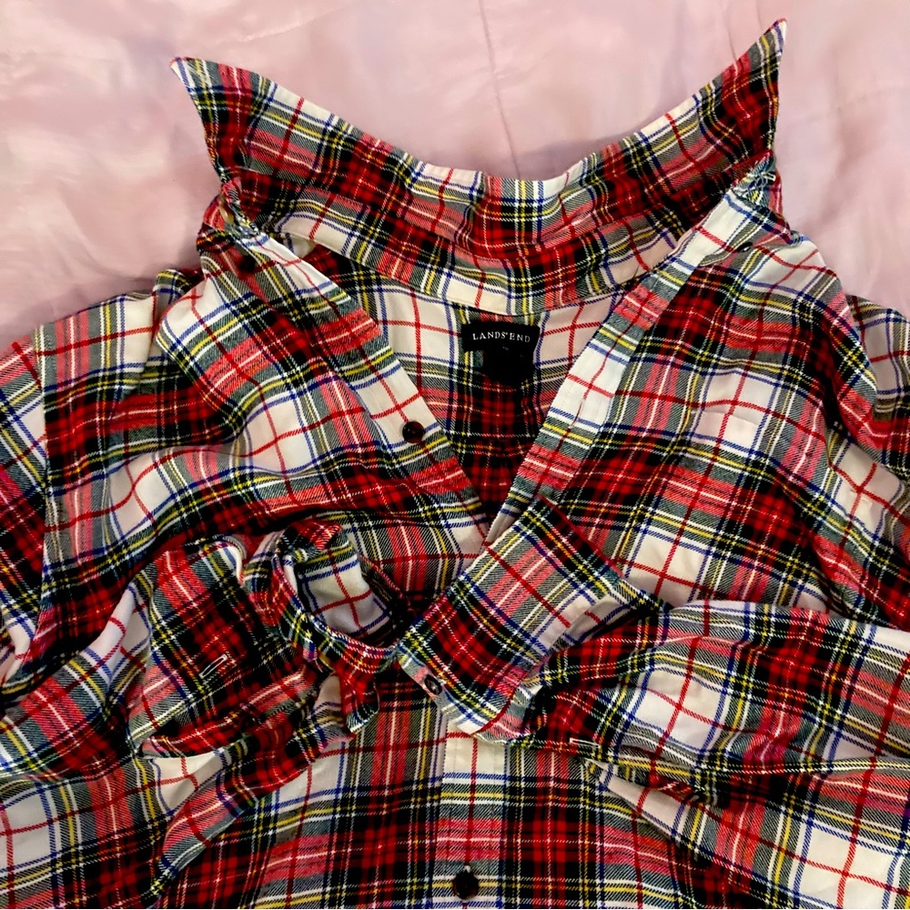 Land’s End super soft red & green flannel
